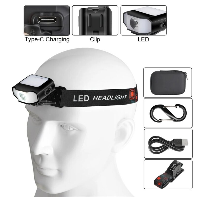 1PCS Mini COB LED Kopf Laterne Sensor Scheinwerfer Taschenlampe Kappe Clip auf Licht Scheinwerfer Tragbare Outdoor Camping Kopf Lampe