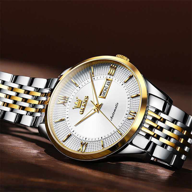 Olevs Top Luxe Miyota Automatische Mechanische Horloge Mannen Mode Saffier Heren Horloges Kalender Business Mens Klok Reloj Hombre