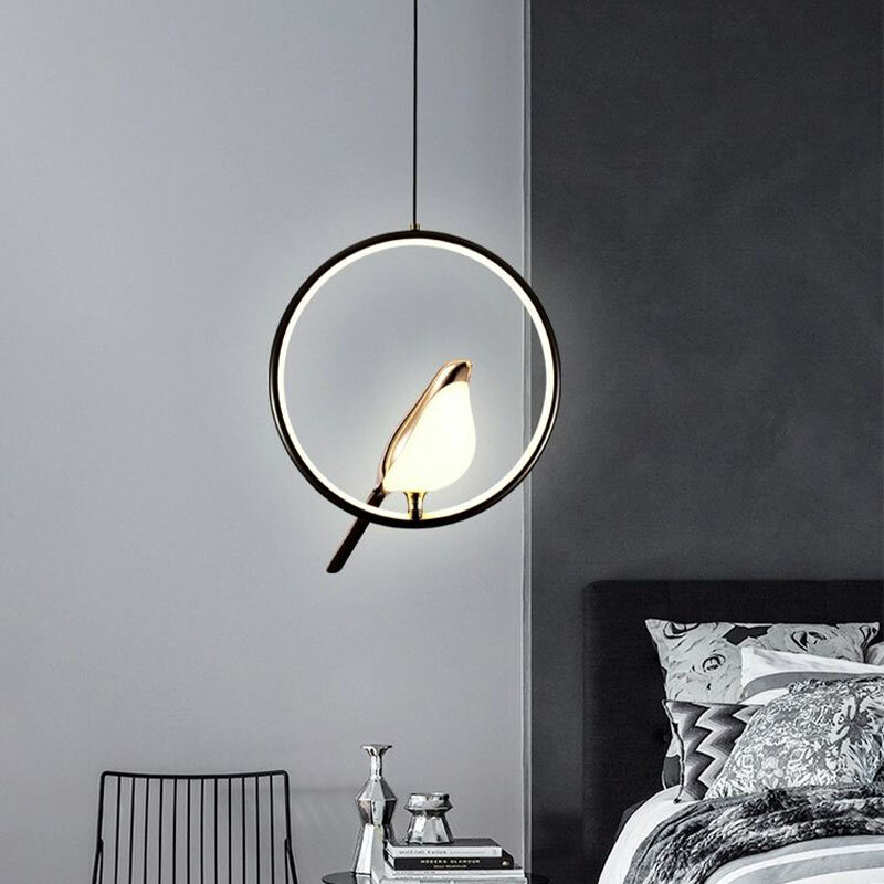 Lampu gantung LED burung murai Nordic, lampu gantung untuk kamar tidur restoran ruang tamu dekorasi lampu Interior