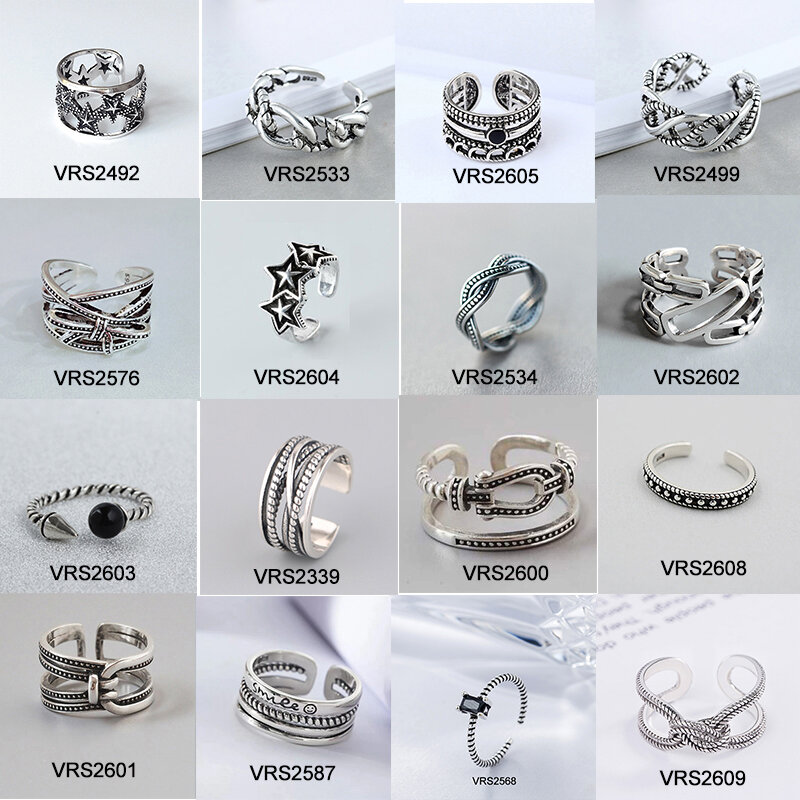 Xiyanike prata cor geométrica do vintage anéis de abertura para mulher tamanho 16mm-18mm ajustável simples artesanal festa jóias