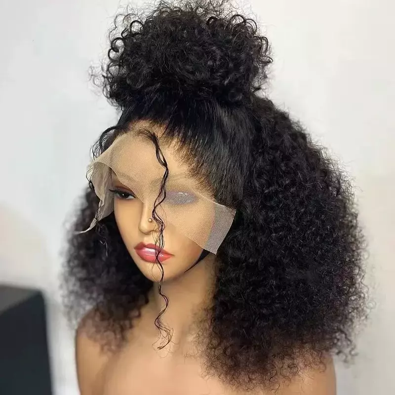 New wigs front lace wig cover black small roll wig head cover Brazilian front wig short wig deep wave non adhesive closed wig