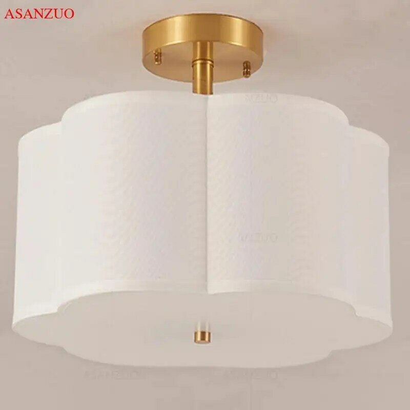 Koperen Acryl Doek Cover Plafondlampen Moderne Woonkamer Decor Verlichting Gang Slaapkamer E27 Lampen
