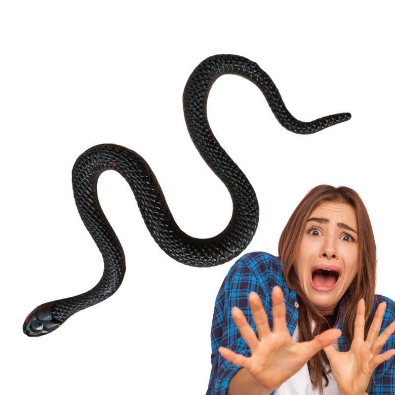 Ular palsu Prank hitam ular karet palsu untuk Prank mainan ular Halloween properti lelucon lucu ular hujan hutan ringan untuk
