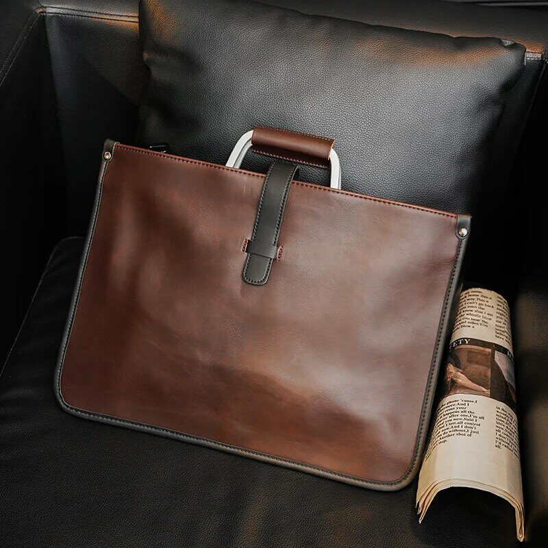 Retro Fashion Shoulder Bag Briefcase Casual Crossbody Portable File Package