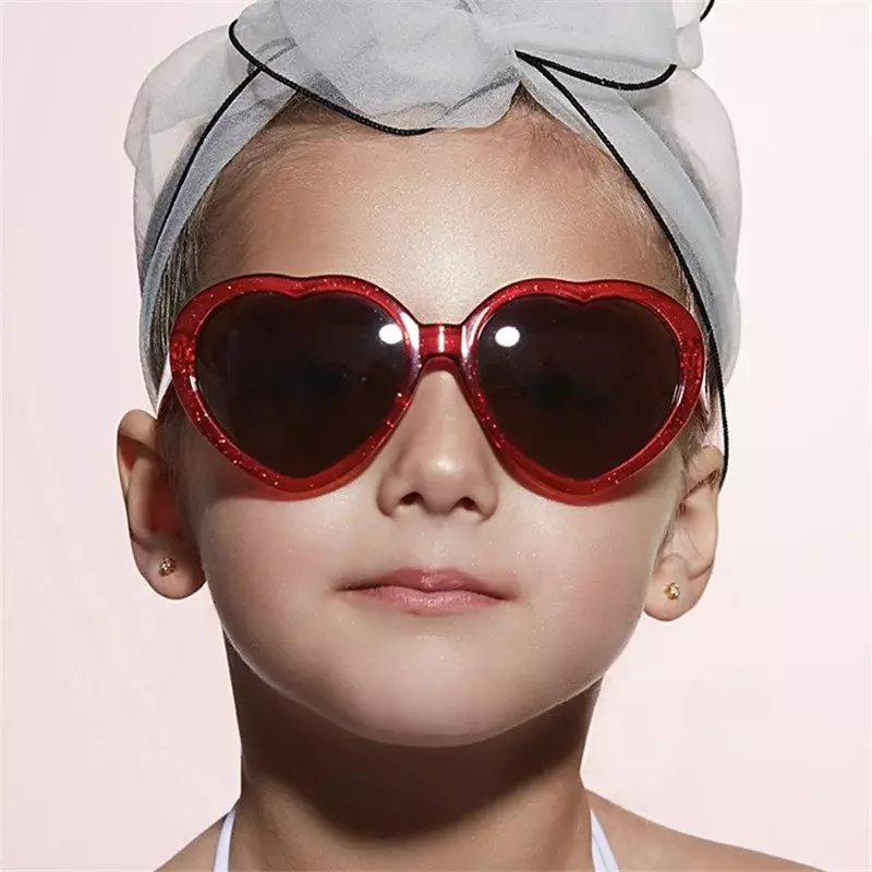 1-4 سنوات الأطفال القلب النظارات الشمسية الاطفال موضة لطيف ملون الحب UV400 نظارات شمسية للبنات بنين هدية