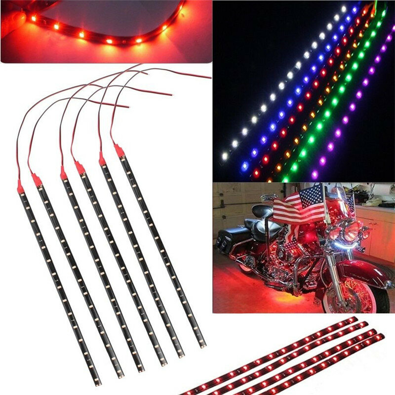 Tira de luces LED para debajo de la carrocería del coche, accesorio impermeable para motocicleta, 6 piezas, CC de 12V, Motor