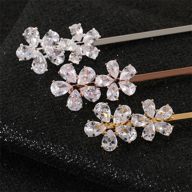 New Girl Fashion Cubic Zirconia Leaf Hair Clips For Women Accessories Bridal Wedding Hair Jewelry Party Bride Headpiece Gift