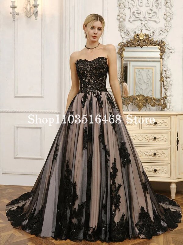 Vestido de casamento preto gótico feminino, querida sexy, ocasião formal, alta costura de noiva, 2021