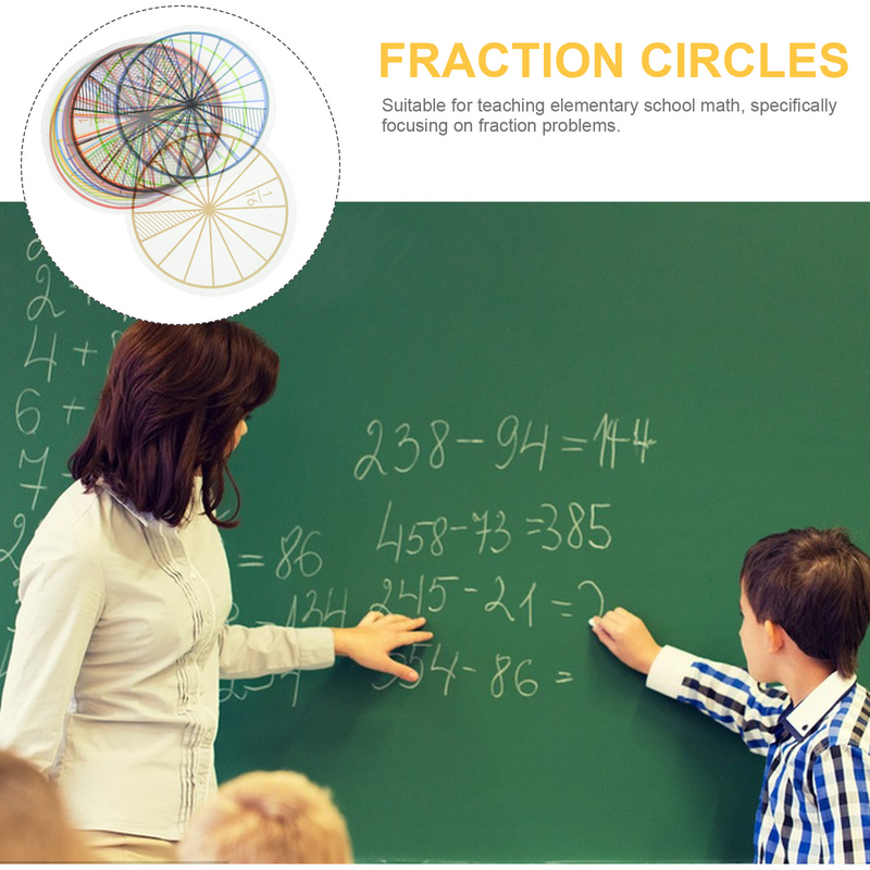 Number Cognitive Toy Fraction Learning Circles PVC Manipulatives for Children's Toys Intelligence Development in Elementary and