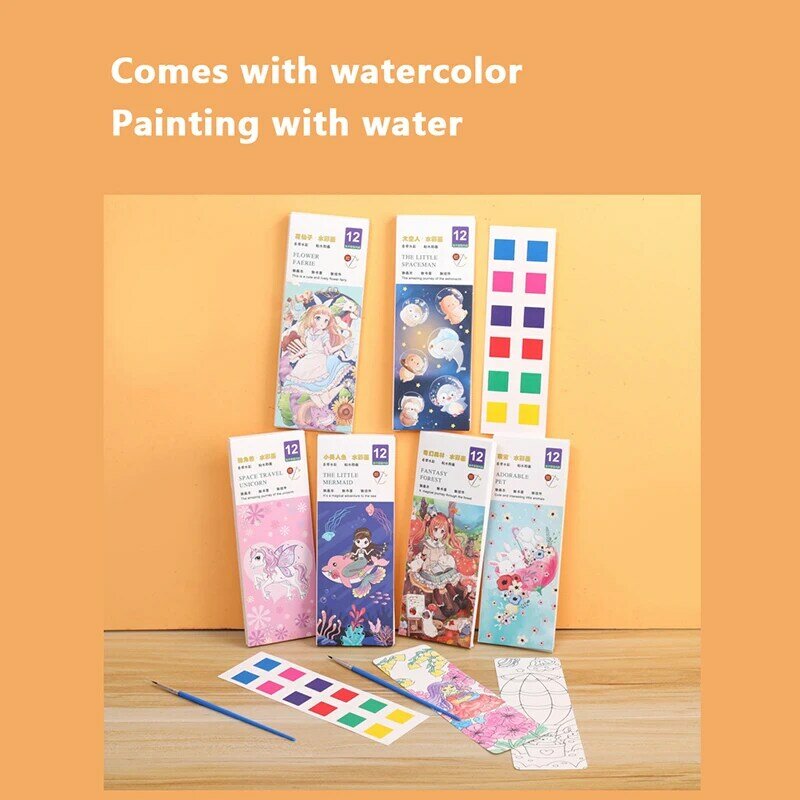 18 PCS Portable Children Watercolor Coloring Books Paint Kids Adult Gouache Graffiti Picture Drawing Painting Early Education