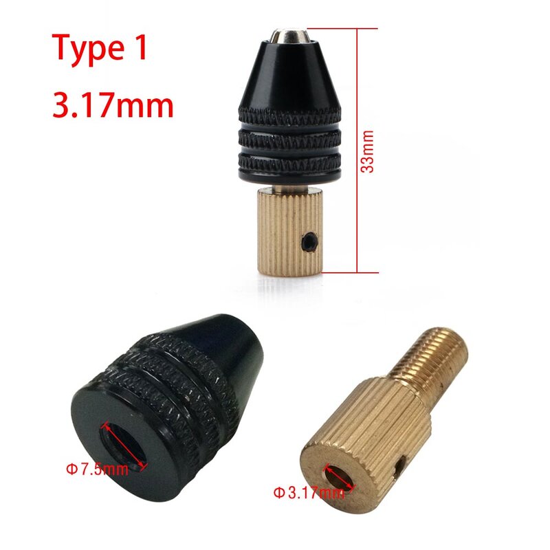 Mini Universal Micro Drill Chuck Set, Adaptador para broca manual, Ferramentas de perfuração elétrica, Cartucho 0.3-3.5mm, 2mm-5mm