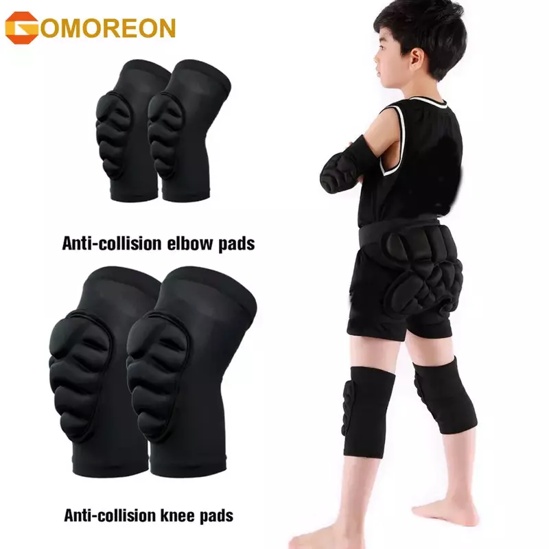 GOMOREON 1Pair Thick Sponge Kids Knee Pads Elbow Sleeves Guard Collision Avoidance Sport Protective Kneepad Skate Soccer Cycling