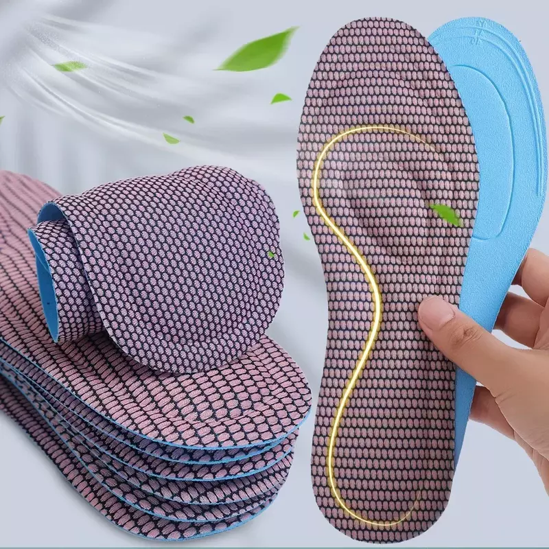 Bantalan sepatu olahraga lari busa memori Nano, Sol dalam ortopedi untuk sepatu antibakteri penghilang bau menyerap keringat