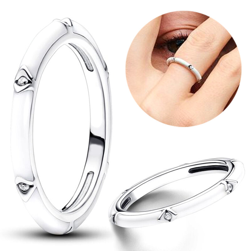 Pearl & Pavé-Anillo de doble banda para mujer, de Plata de Ley 925, diseño de circón, anillo brillante Original, gran oferta, regalo de joyería DIY