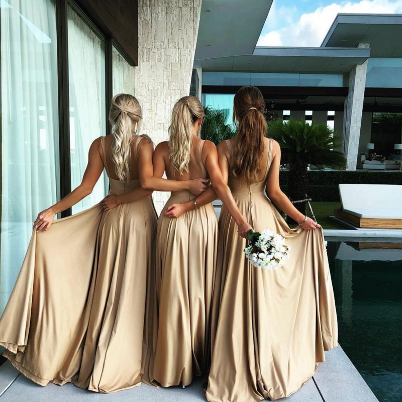 9 kolorów sukienka druhna kobiety 2023 siostra grupa sukienka seksowny przedział V Neck Backless bez rękawów formalne wieczór weselny sukienki na przyjęcie