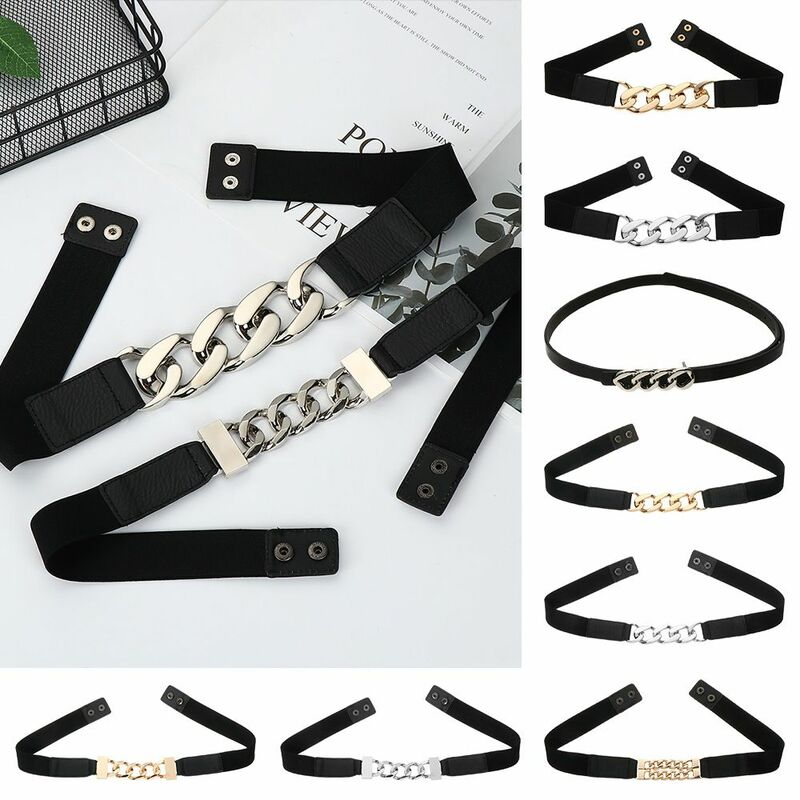 Cinturilla elástica de Metal plateado de alta calidad, faja elástica de cadena dorada, cinturones de cintura