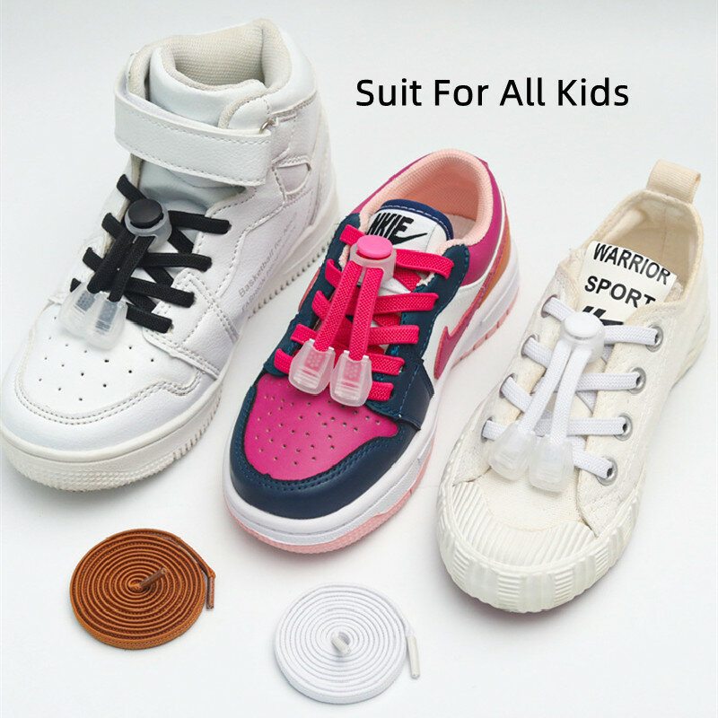 Cordones elásticos para niños, 1 par, 100cm, sin corbatas, para perezosos, zapatillas de deporte, zapatos deportivos, cordones con cierre de resorte