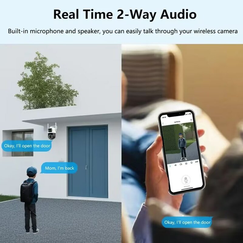 Hiseeu 4K 8MP двойная линза Wifi камера видеонаблюдения 4X цифровой зум AI человеческое Обнаружение ONVIF беспроводная уличная Безопасность PTZ IP камеры
