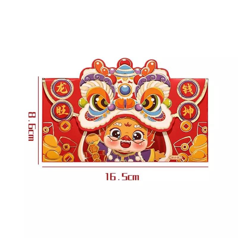 4 шт. красные конверты на китайский новый год с изображением дракона на Луне, новый год, красный конверт для весеннего фестиваля, яркий китайский мультяшный конверт