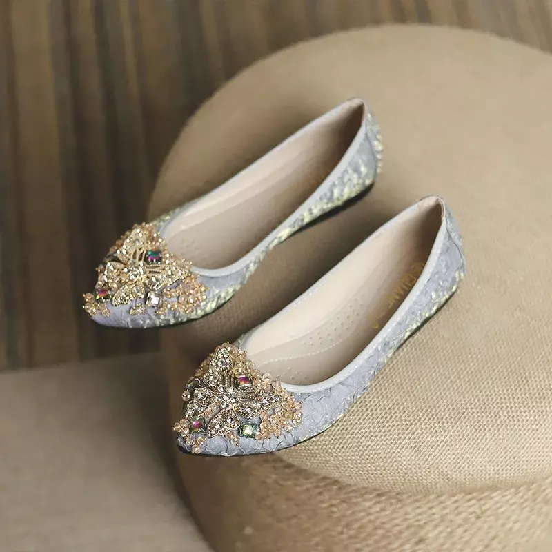 Rhinestone Design Women Flats Shoes Woman Loafers Spring Autumn Casual Slip On Ladies Ballets Flat Shoes Plus Size 34-45