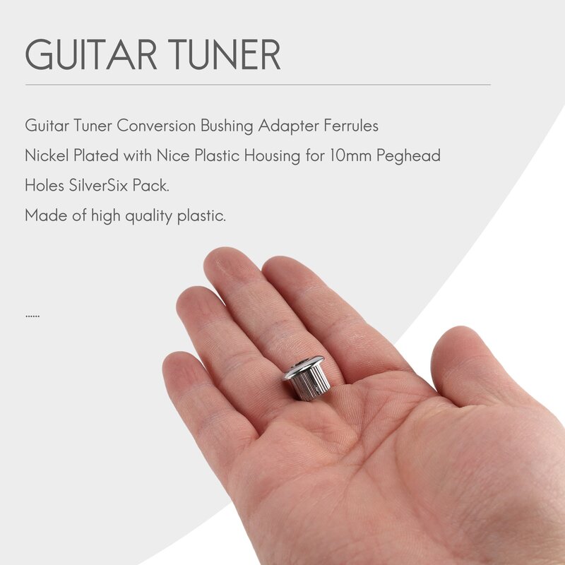Guitar Tuner Conversion Bushings Adapter Ferrules Nickel Plating with nice plastic shell for 10mm Peghead Holes Silver