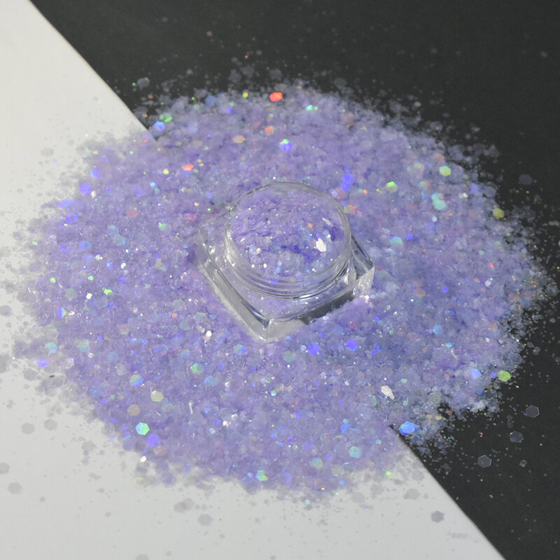 Purpurina láser transparente holográfica, accesorios de decoración de arte corporal para manicura, Color suave, Ojos de uñas, 10g por bolsa