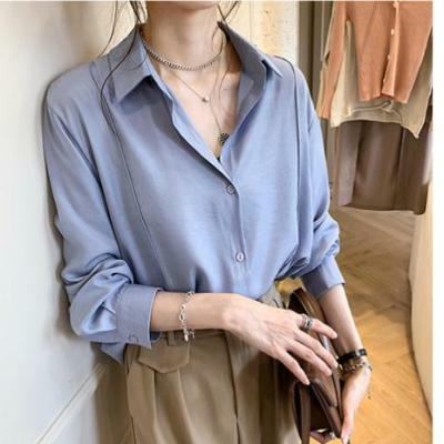 Blusa solta extragrande para mulheres, camisa de botão coreano, cor lisa, 4 cores, M a 4XL
