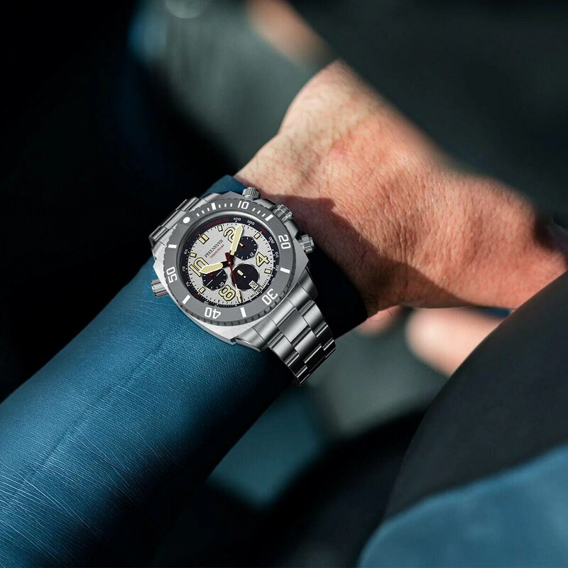 FeelNever спортивные, для дайвинга кварцевые часы для мужчин 316L нержавеющая сталь сапфировый большой циферблат Мужские часы 500 м водонепроницаемые часы мужские часы