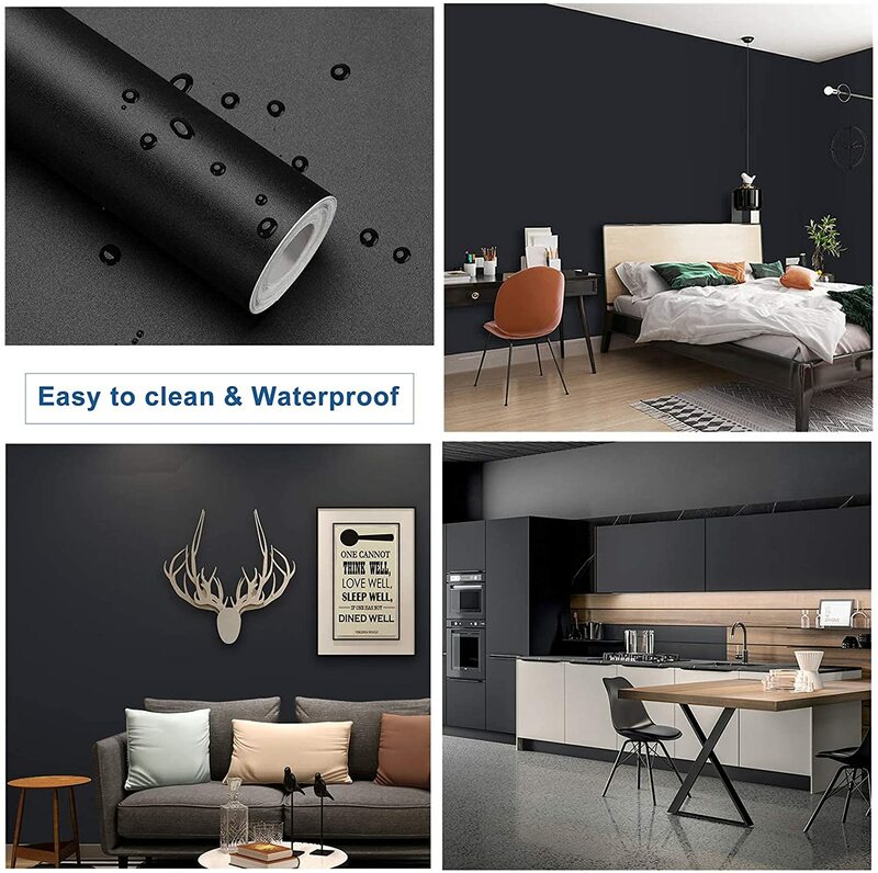 Waterpoof Matte Wallpaper White Grey Black Vinyl Self-Adhesive Stickers for Wall Furniture Livingroom Contact Paper Home Decor