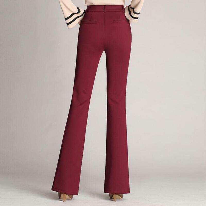Женские брюки, элегантные брюки-клеш с высокой талией, стильные прямые брюки с карманами, на молнии