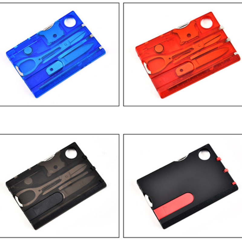 뜨거운 12 In 1 포켓 신용 카드 휴대용 멀티 도구, 야외 생존 캠핑 장비 1 상자 휴대용 하이킹 카드 EDC 도구 기어