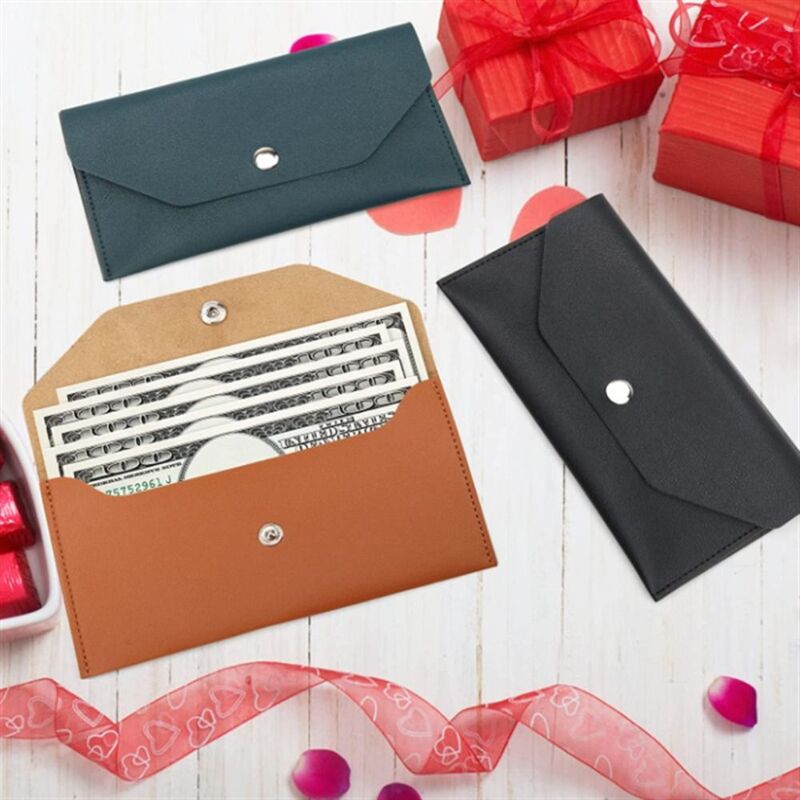 PU Leather Envelope Wallet Classic Gift Autton Cash Wallet Ferrule Women