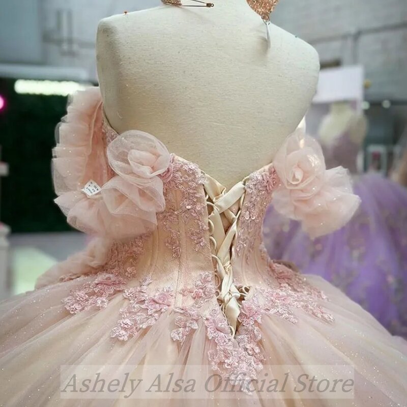 Vestido de fiesta de princesa Coral con imagen Real para niña, traje largo hasta el suelo con volantes, apliques de 16, 15 quinceañeras, 2024