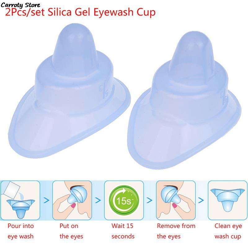 2 buah/lot cangkir cuci mata silikon lembut dapat digunakan kembali wadah cuci mata Perawatan Mata cangkir cuci kualitas tinggi