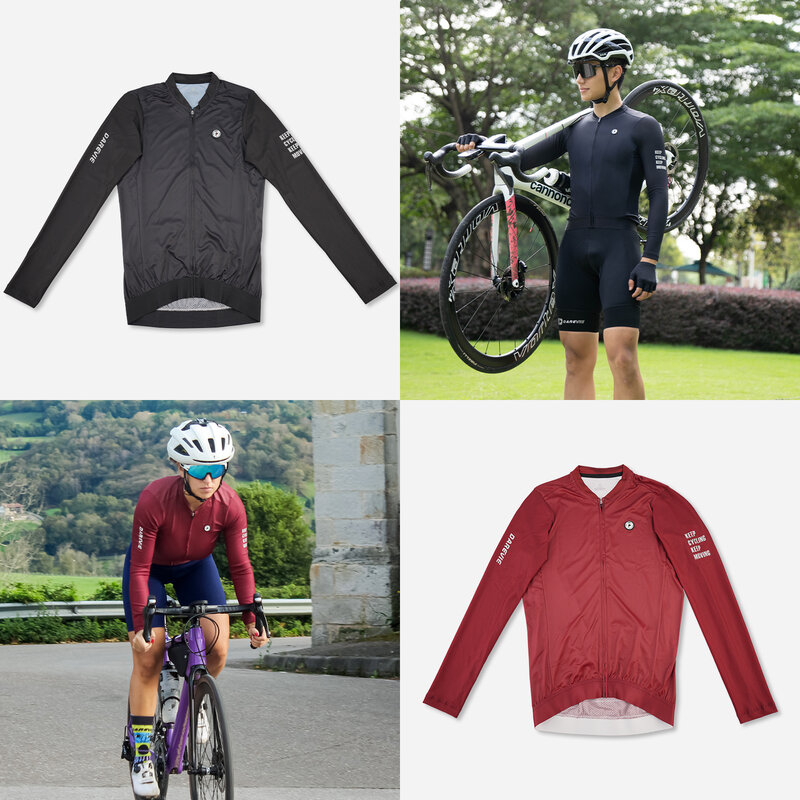 Darevic Jersey bersepeda pria, pakaian bersepeda lengan panjang bernafas, baju bersepeda pria anti UV Musim Panas 2024