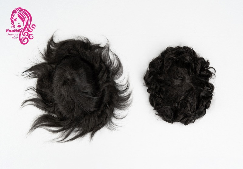 Kulit tipis dasar PU pria Toupee V Looped 100% sistem rambut manusia prostesis untuk rambut rontok pria unit rambut pengganti rambut pria