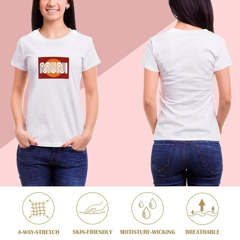 San Franicisco Muni (SF 시영 철도 및 버스) 로고 티셔츠, 그래픽 티셔츠, 여성용 크롭 티셔츠, 여름 상의