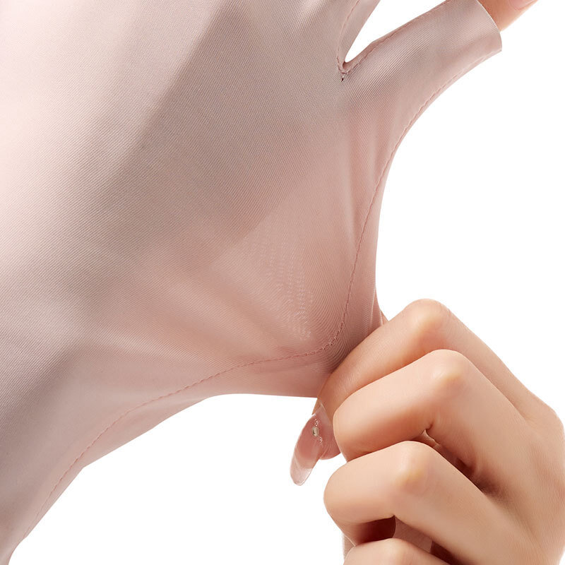 ฤดูร้อนน้ำแข็งผ้าไหมถุงมือครึ่งนิ้วมือผู้หญิง Breathable บาง Fingerless ถุงมือขี่กลางแจ้งถุงมือขับรถครีมกันแดด Mittens