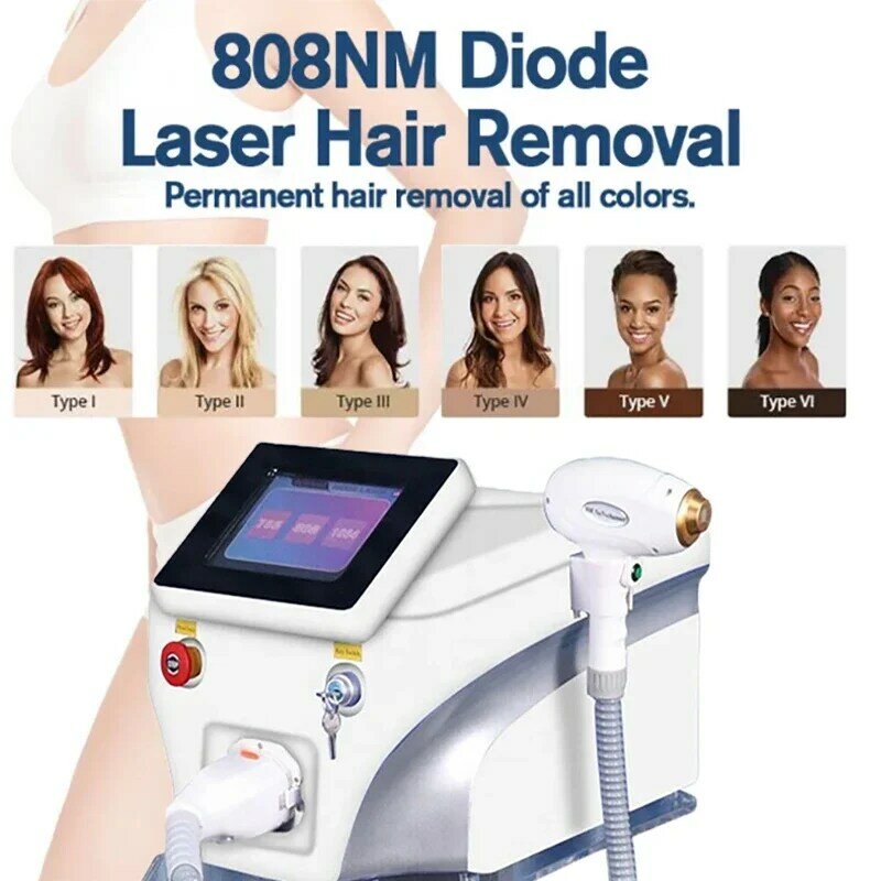 Professional Depilação Laser Diodo, rejuvenescimento da pele, equipamento do salão de beleza, máquina 2000W para todo tipo, 808nm