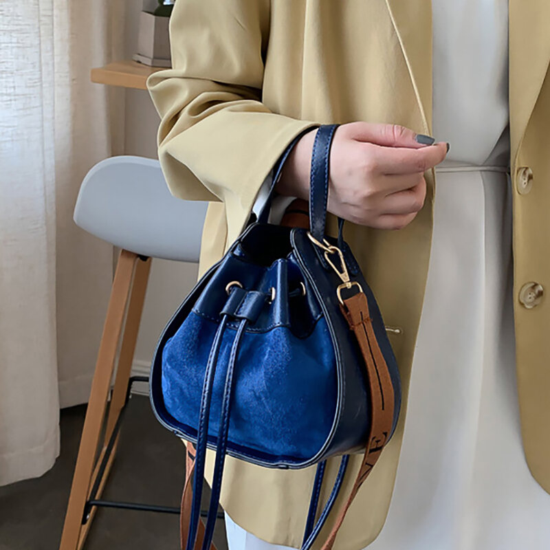Women's Bucket Bags Female Shoulder Casual Leather For Designer 2022 Brand Handbags Lady Pu Crossbody Drawstring Bag Purse
