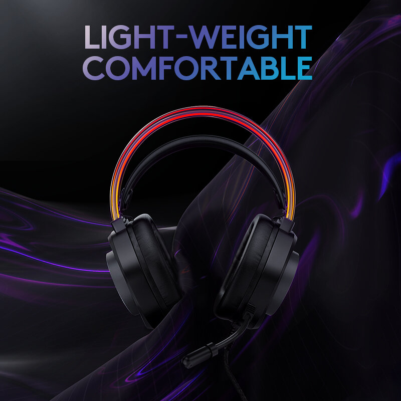 HAVIT H2016d RGB Gaming Headphone with Mic 3.5mm Wired Headset Gamer Overear Surround Sound for PC PS4 PS5 Xbox Switch Laptop