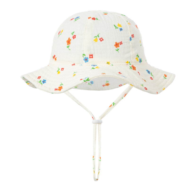 ผ้าฝ้ายสำหรับเด็ก Topi Bucket เด็กใหม่ครีมกันแดดกลางแจ้งหมวกเด็กหญิงเด็กชายพิมพ์ปานามาหมวก Unisex Topi Memancing สำหรับ3-12เดือน