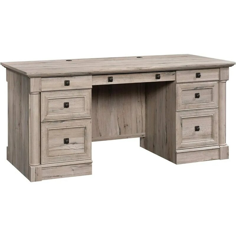 Palladia Executive Desk, L: 65.12" x W: 29.53" x H: 29.61", Split Oak finish