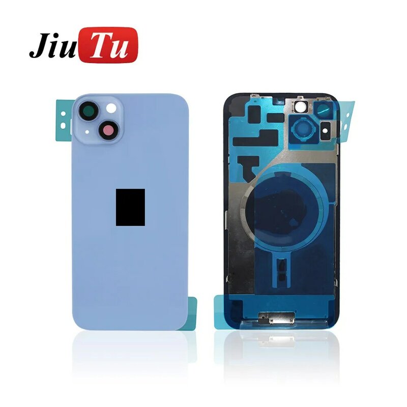 Back Glass Housing Replacement for iPhone 14 14 Plus Rear Housing Door with Small Parts Metal Plate And Wireless Magnetic
