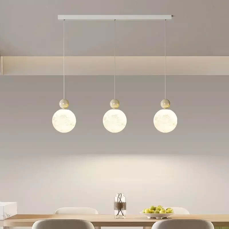 현대적인 LED 천장 펜던트 조명, 거실 식당 침실 걸이식 램프, 흰색 달 샹들리에 장식 조명 고정장치