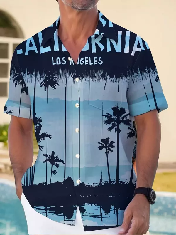 2024 Strand Hawaii Herren hemd 3d gedruckt Herren bekleidung Straße lässig täglich Kurzarm Mode geknöpft Hemd für Jungen