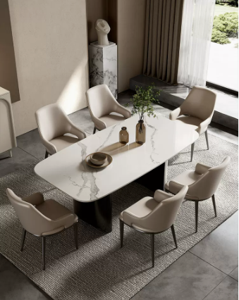 Kursi meja makan gaya Italia, kursi makan mewah ringan, kursi sandaran rumah modern dan minimalis, perlengkapan makan kulit Nordik