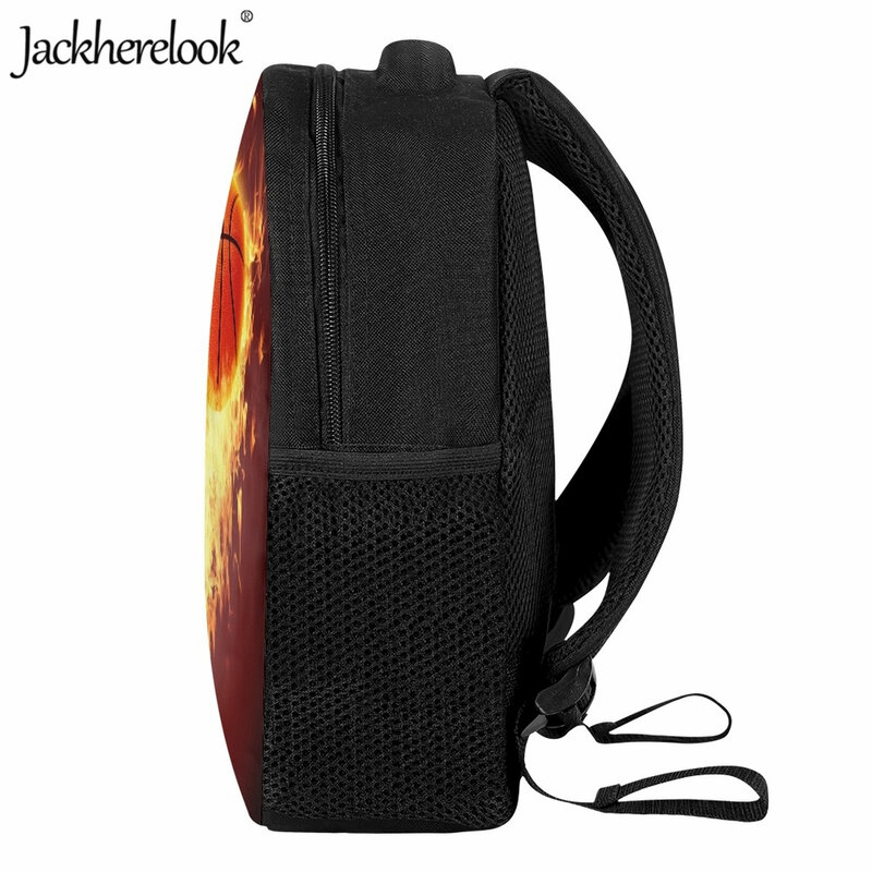Jackherelook เด็กใหม่กระเป๋านักเรียนแฟชั่นการ์ตูนบาสเกตบอลเปลวไฟ3D การพิมพ์กระเป๋าสำหรับเด็กอนุบาลกระเป๋าเป้สะพายหลัง