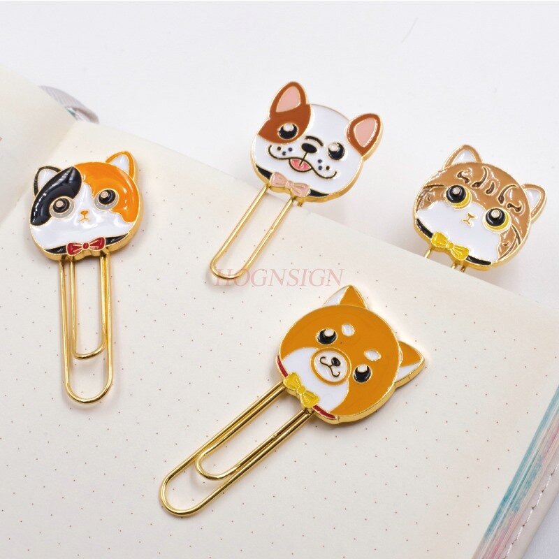 4pcs creative cartoon metal bookmarks, reading page clips, children's small gifts, fun shaped paper clips