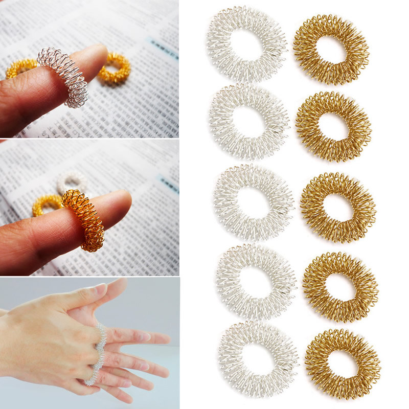 Y1UF Кольца для массажа пальцев тела Акупунктурное кольцо для здравоохранения с золотым  посеребренным покрытием Co